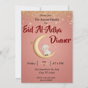 Convites Eid Al Adha Mubarak Rosa Moderno