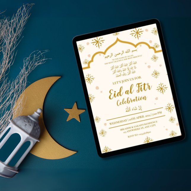 Convites Eid Al Fitr Celebração Eid Mubarak EDITABLE (Criador carregado)