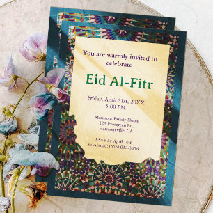 Convites Eid Celebração ornamental Blue Eid Party Eid
