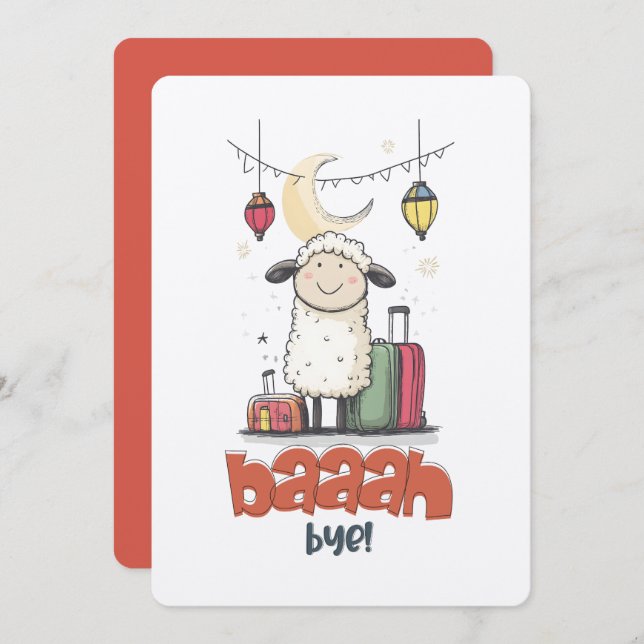 Convites Eid Meme Ovelha Engraçada LOL HAHA | Tchau Baaah! (Frente/Verso)