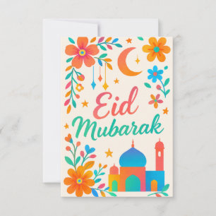 Convites Eid Mubarak - Colorido para Crianças Mesquita Flor