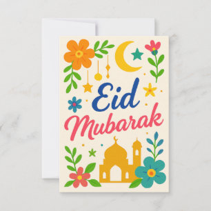 Convites Eid Mubarak - Colorido para Crianças Mesquita Flor