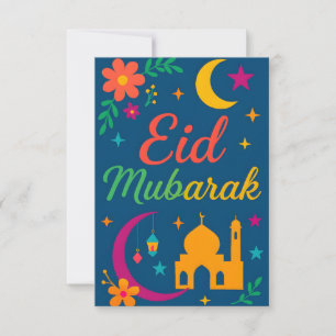 Convites Eid Mubarak - Colorido para Crianças Mesquita Flor