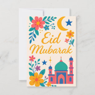 Convites Eid Mubarak - Colorido para Crianças Mesquita Flor