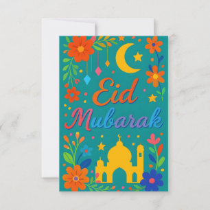 Convites Eid Mubarak - Colorido para Crianças Mesquita Flor