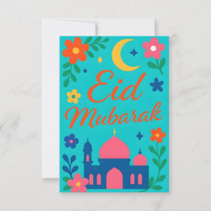 Convites Eid Mubarak - Colorido para Crianças Mesquita Flor