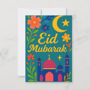 Convites Eid Mubarak - Colorido para Crianças Mesquita Flor