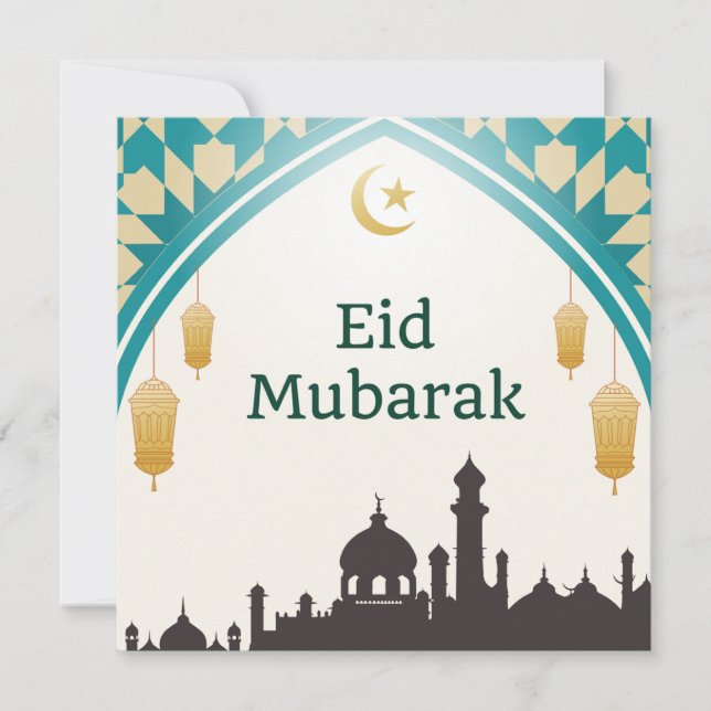 Convites Eid Mubarak em Branco (Frente)