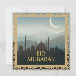Convites Eid Mubarak em fundo azul claro