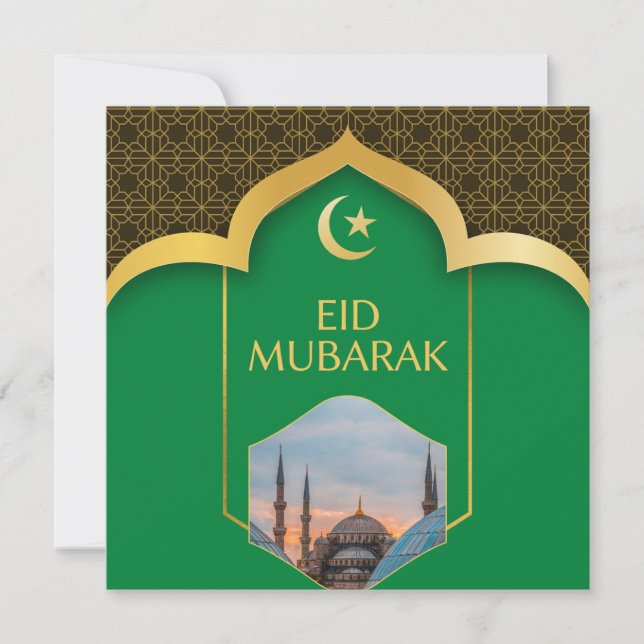 Convites Eid Mubarak em tela verde (Frente)