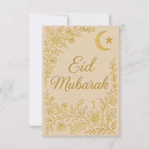 Convites Eid Mubarak - Flores Brancas e Douradas da Mesquit