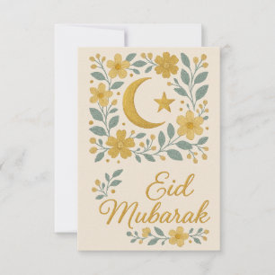 Convites Eid Mubarak - Flores Brancas e Douradas da Mesquit