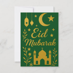Convites Eid Mubarak - Flores da Mesquita Verde e Dourada