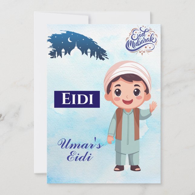 Convites Eid Mubarak Personalizado/Eid Saudação Para Crianç (Frente)