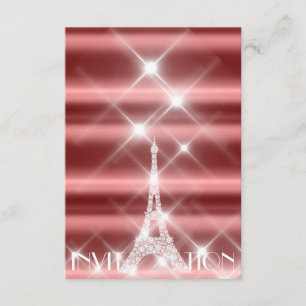 Convites Eiffel Tower Paris Sparkly Stars Burgundy Diamond