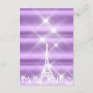 Convites Eiffel Tower Paris Sparly Stars Purple Diamond
