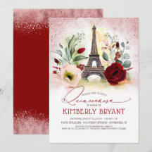Eiffel Tower Vintage Paris Rosa Dourada Quinceañer