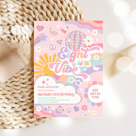 Convites Eight Is A Vibe Disco Rainbow Sun 8th Birthday