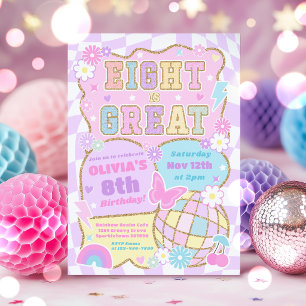 Convites Eight Is Great Preppy Varsity Adesivo de 8º Aniver