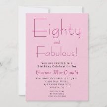 Eighty and Fabulous Blush Pink 80th Birthday