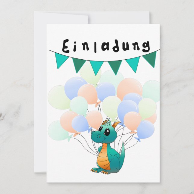 Convites Einladung Kindergeburtstag Drache (Frente)