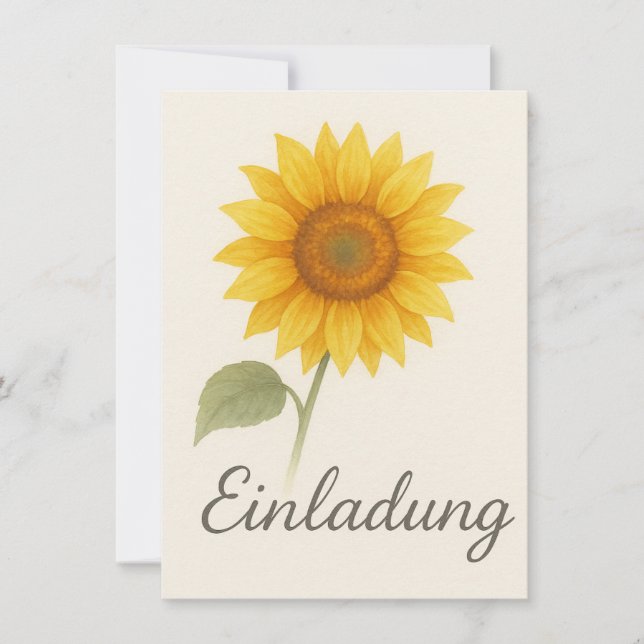 Convites Einladungskarte mit strahlender Sonnenblume (Frente)