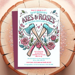 Convites Eixos e Rosas - Festa de solteira Ax Throwing