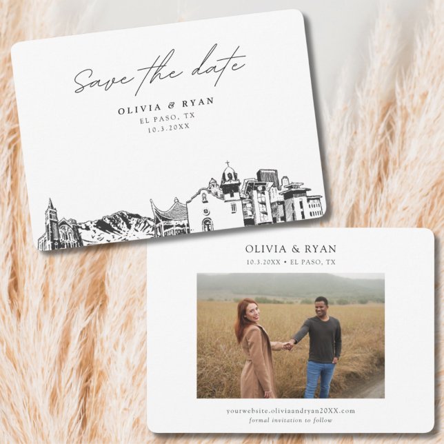 Convites El Paso Wedding Modern Salve a Data (El Paso Save the Date
)