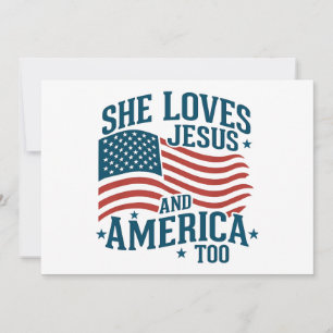 Convites Ela Ama Jesus E a América Também USA Bandeira 4 de