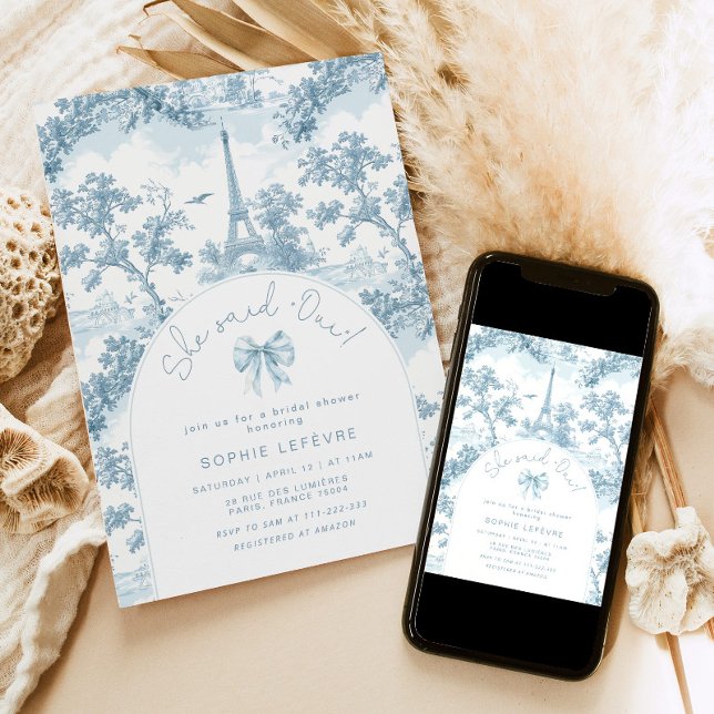 Convites Ela disse chá de panela romântico francês Oui (Criador carregado)