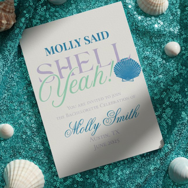 Convites Ela Disse que Concha Sim – Despedida de Solteira D (Make waves with this playful “She Said Shell Yeah” design!)