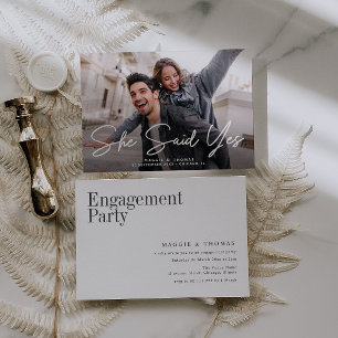 Convites ela disse que sim, noivado de fotos moderno