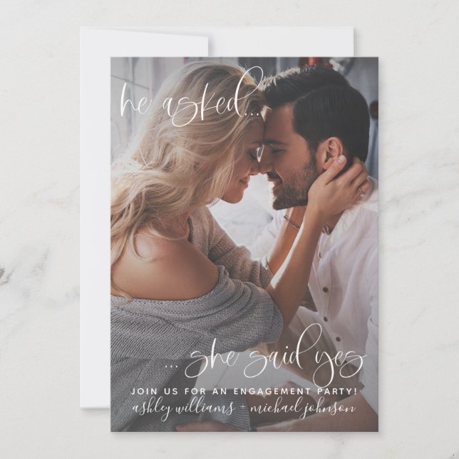 Convites Ela Disse Sim 2 Fotografias, Noivado de Script de  (Frente)