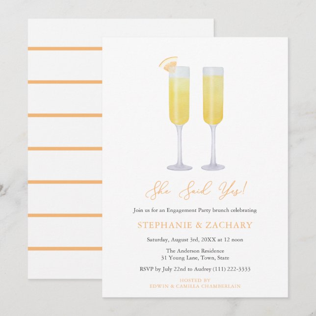 Convites Ela Disse Sim Brunch Festa de noivado De Borracha (Frente/Verso)