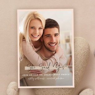 Convites Ela Disse Sim Caligrafia Blush Noivado Dourado