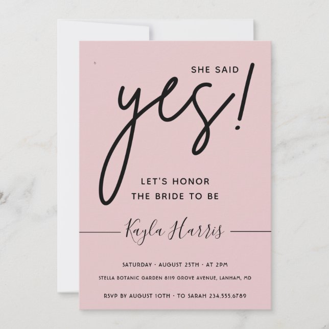 Convites Ela disse Sim Chá de panela Simples (Frente)