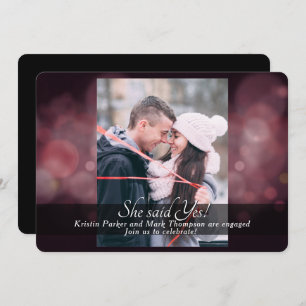 Convites Ela Disse Sim Festa de noivado Burgundy