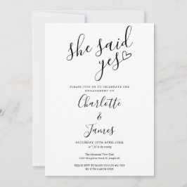 Convites Ela Disse Sim Festa de noivado Com Amor