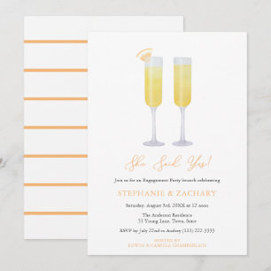 Convites Ela Disse Sim Festa de noivado De Brunch