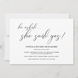 Convites Ela Disse Sim Festa de noivado De Caligrafia Simpl