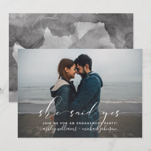 Convites Ela Disse Sim Festa de noivado De Fotos De Caligra