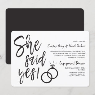 Convites Ela Disse Sim   Jantar de Noivado com Anéis Duplos