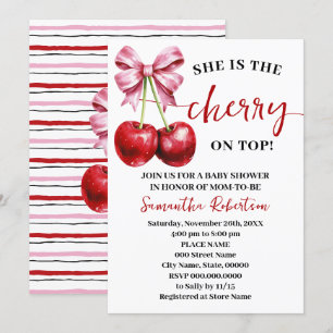 Convites Ela é a Cherry no Chá de fraldas de coquetes rosa