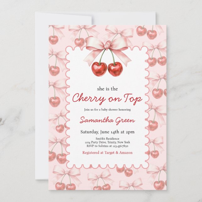 Convites Ela é a Cherry no Top Chá de fraldas (Frente)