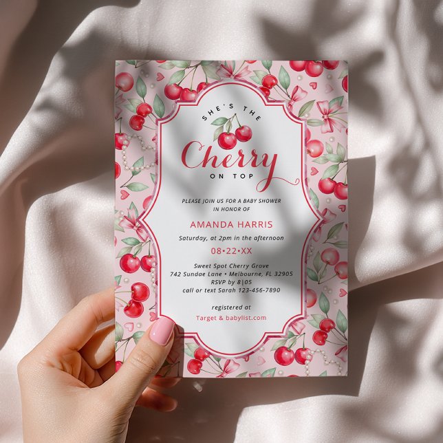 Convites Ela é a Cherry no Top Chá de fraldas Conite (Cherry Baby Shower Invite)