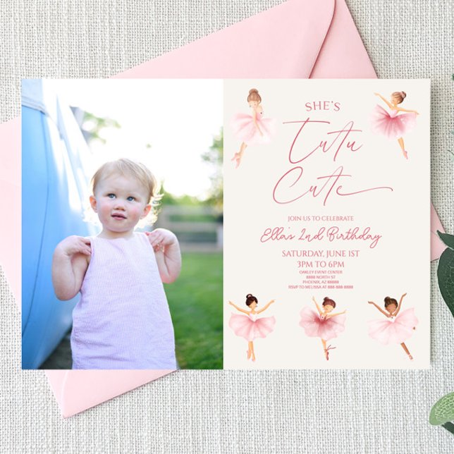 Convites Ela é a Festa de Foto Tutu Cute Ballerina (Criador carregado)