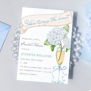 Convites Ela é Casando Chá de panela de Hydrangea Azul