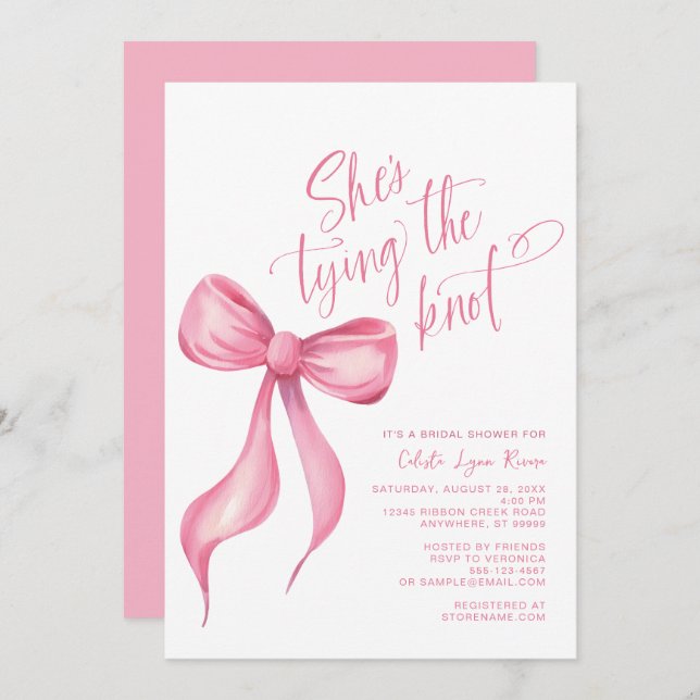 Convites Ela é Chá de panela de fita Arco de tinta de Casan (Frente/Verso)