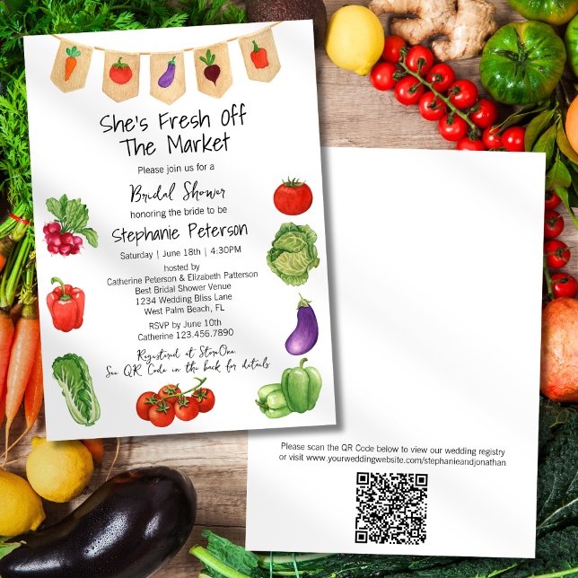 Convites Ela é Chuveiro de Noiva com Código QR Fresh Off th (Criador carregado)