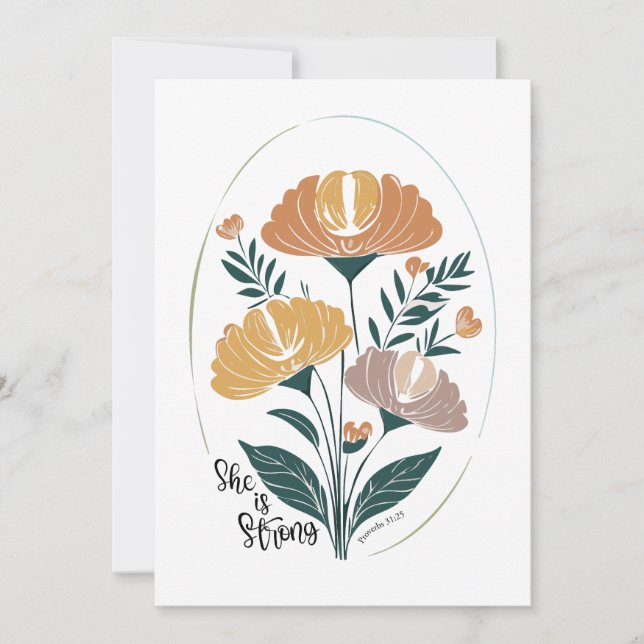 Convites Ela é forte Psalm Boho Christian Inspirational T (Frente)